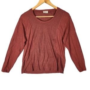 Wrap London Top Women's 6 Red Hemp Organic Cotton Striped Panel Minimalist